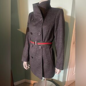 Baby Alpaca and Wool Women's Double-Breasted Gray Coat- no belt- Ladies L